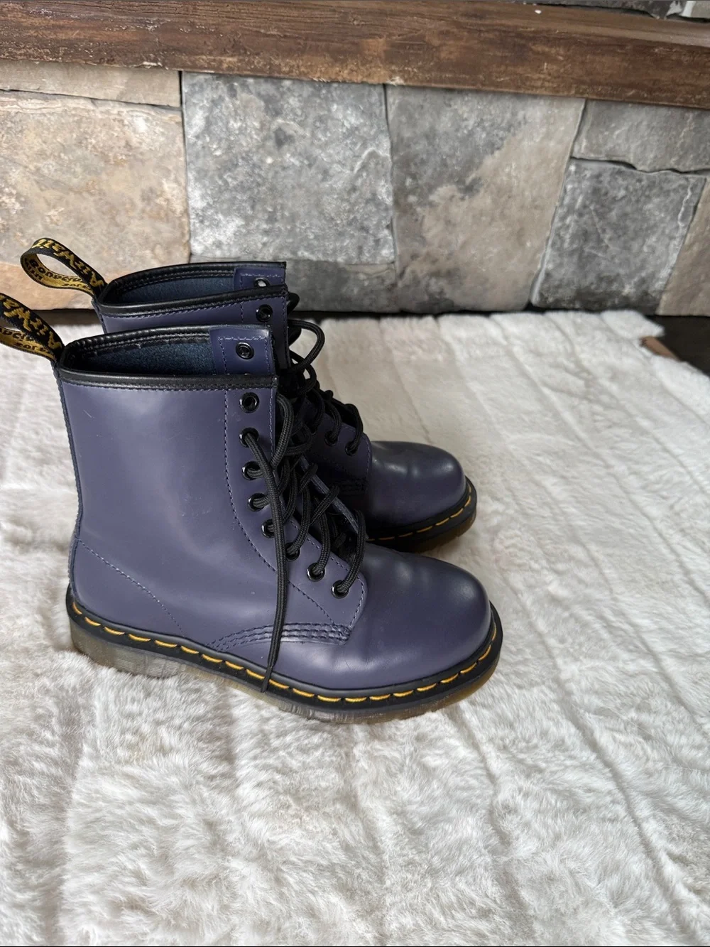 Kids size 4 Dr Martens purple Leather 8-Eye Lace-Up Kids Boots NWT